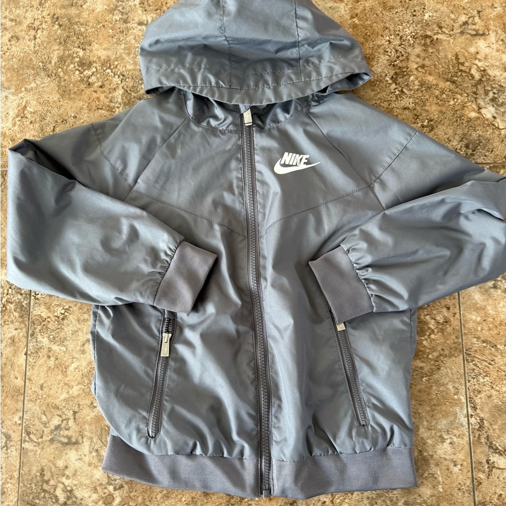 Nike Kids Gray Hooded Rain Jacket